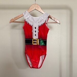 Kids Festive Red Santa Gymnastics Leotard